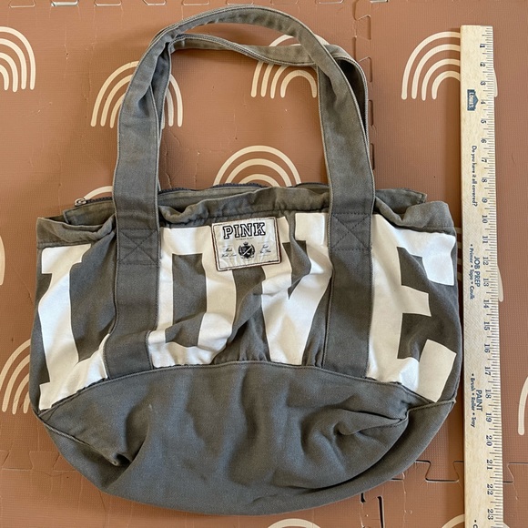 PINK Victoria's Secret Bags Vintage Victorias Secret Pink Canvas Tote Bag In Gray Poshmark